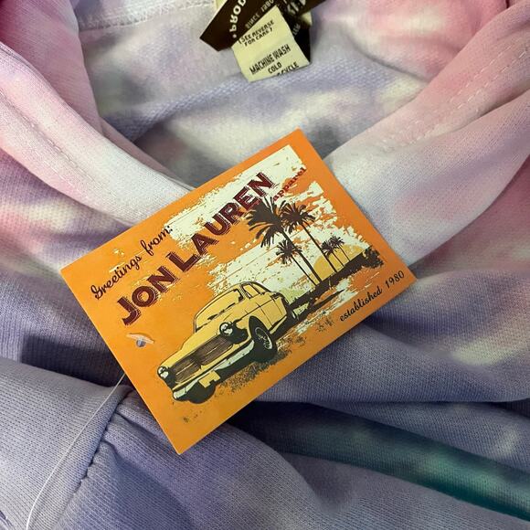 John Lauren Girls Tie Dye Hoodie in Pink/Multi Size Small - Picture 9 of 11